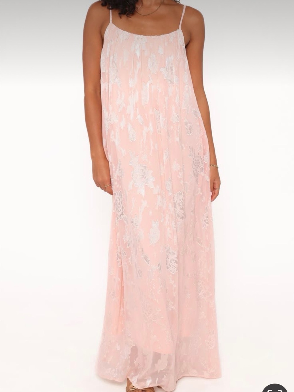 Petal & Pup Blush Pink Lace Maxi Slip Dress